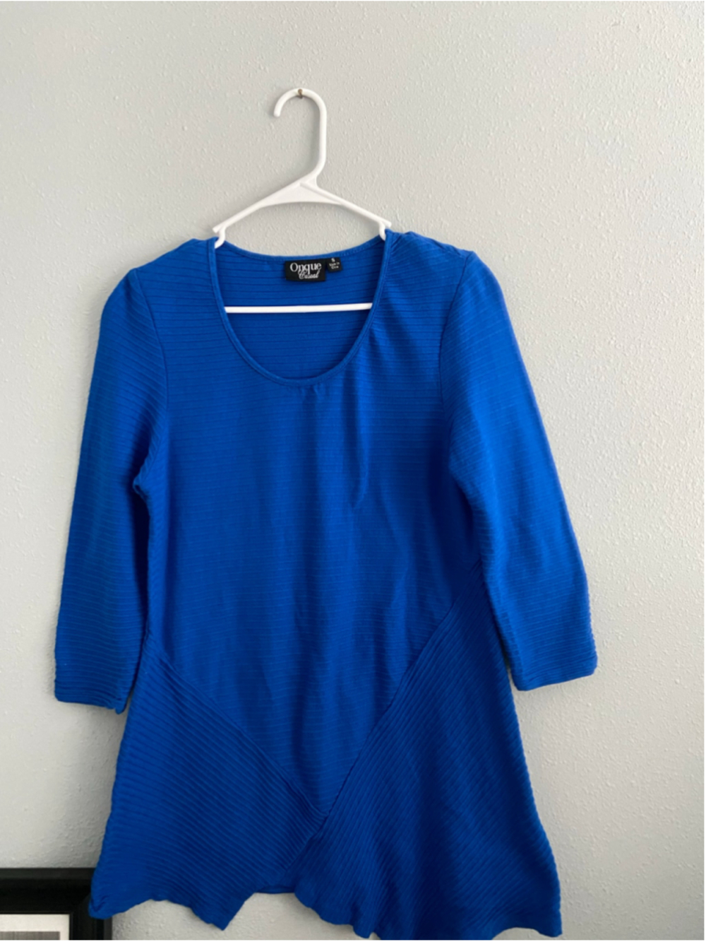 Warm and comfy blue tailored dress by Onque Casual, size small